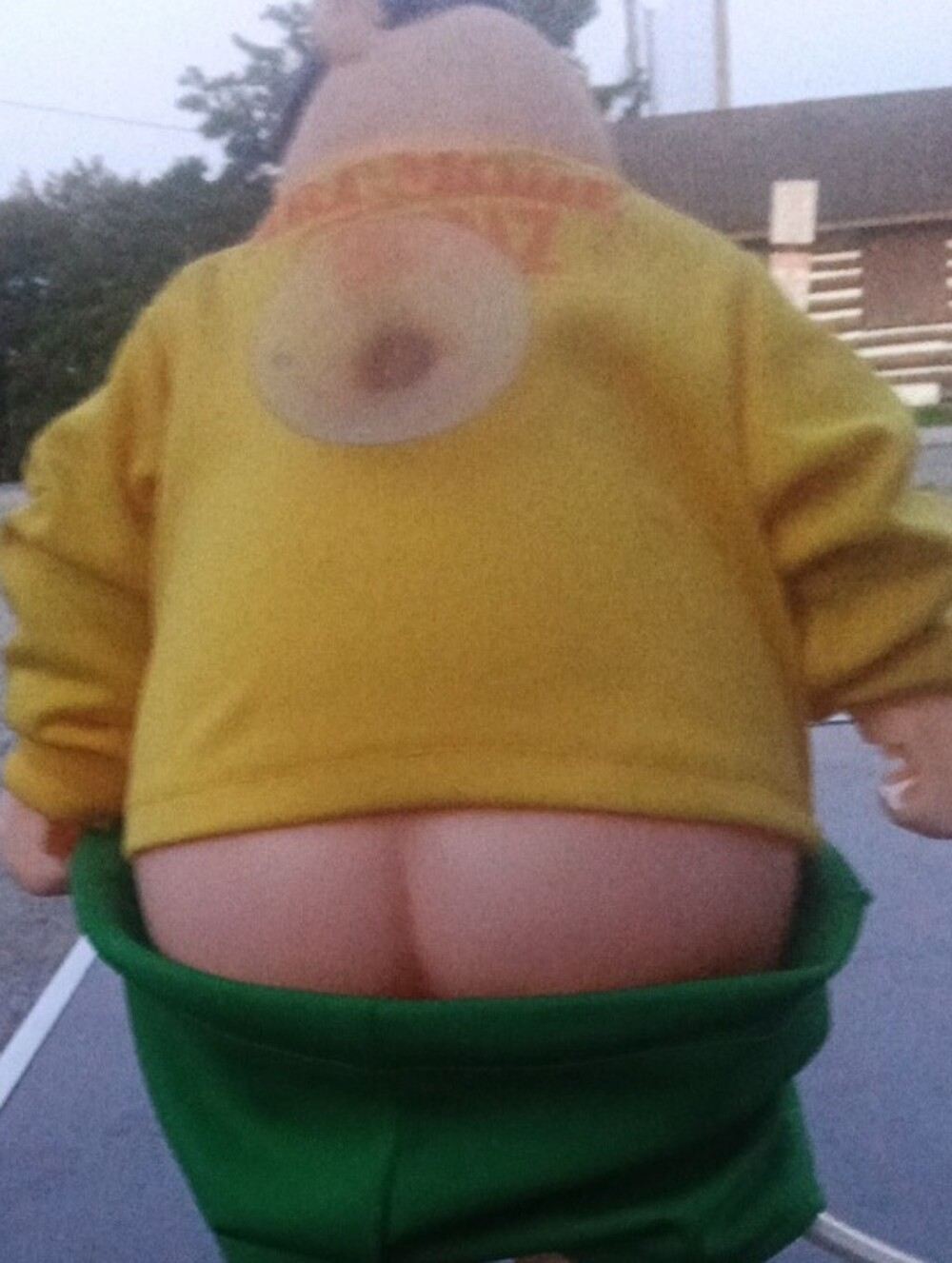 Novelty Donut-Back Figure in Yellow Sweater and Green Pants